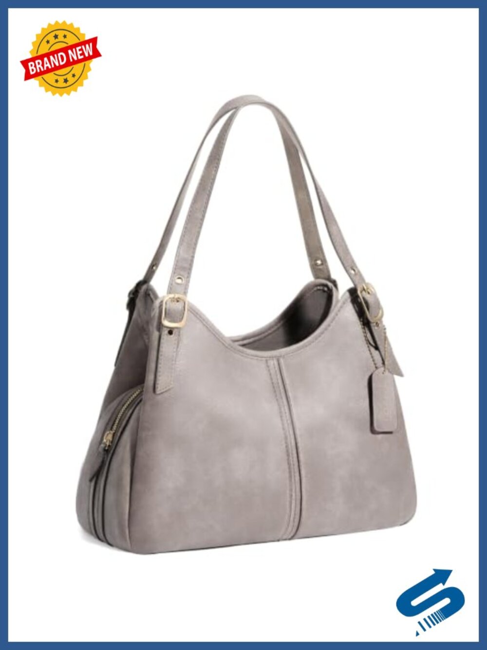 Soft PU Leather Hobo Shoulder Bag Slouchy Vintage Everyday Purse